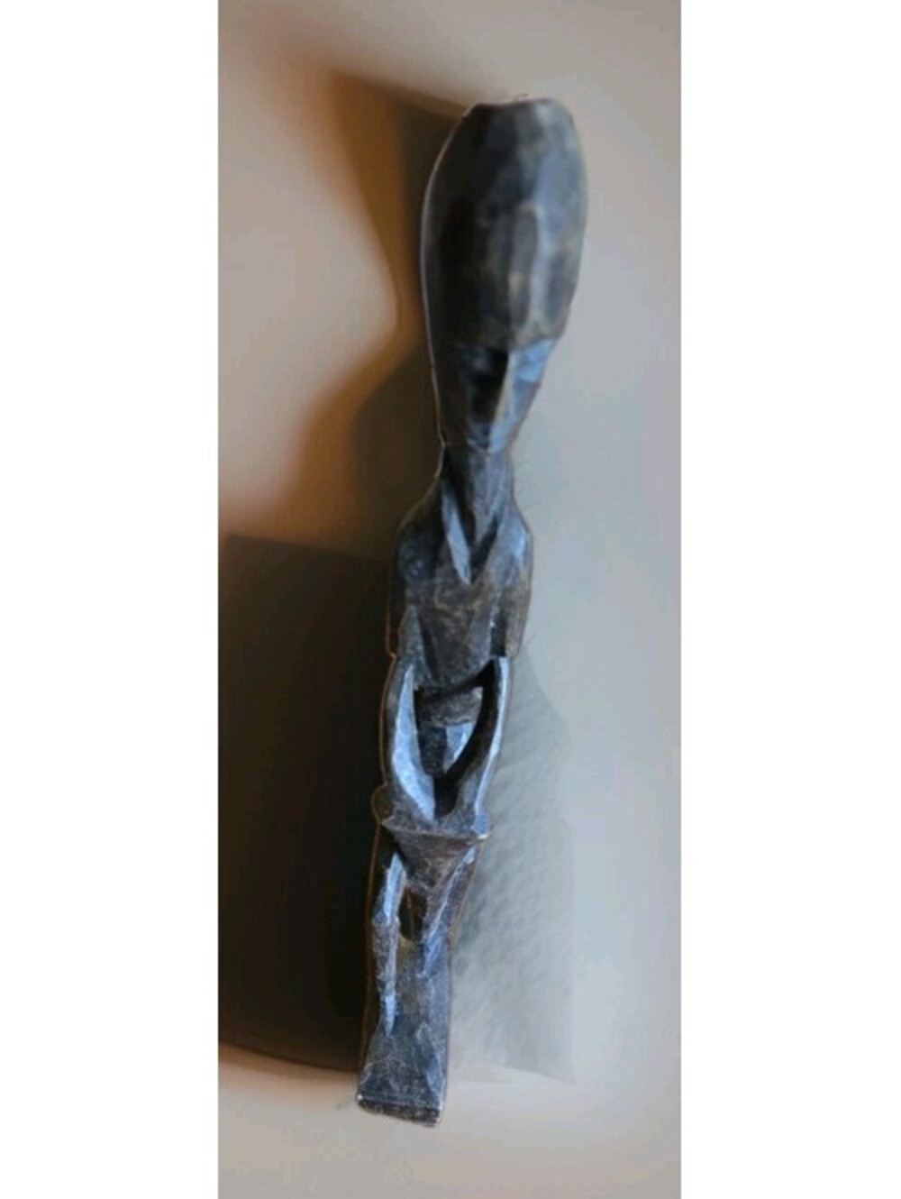 African Male Drummer Wooden Carved Statue Tribal Folk Tall Figurine Wood 12” VTG